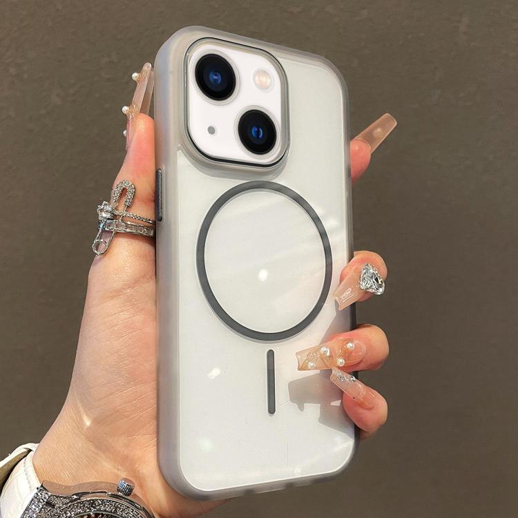 For iPhone 15 Translucent Armor MagSafe N52 Thin Circle Phone Case