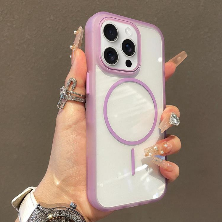 For iPhone 15 Pro Translucent Armor MagSafe N52 Thin Circle Phone Case