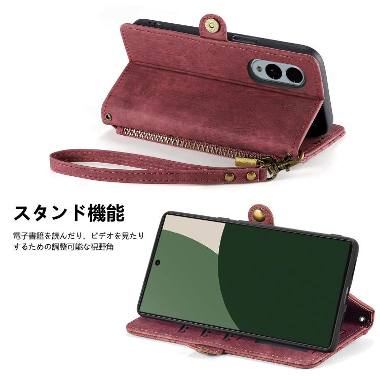 For Fujitsu Arrows We2 / F-52E Geometric Zipper Wallet Side Buckle Leather Phone Case