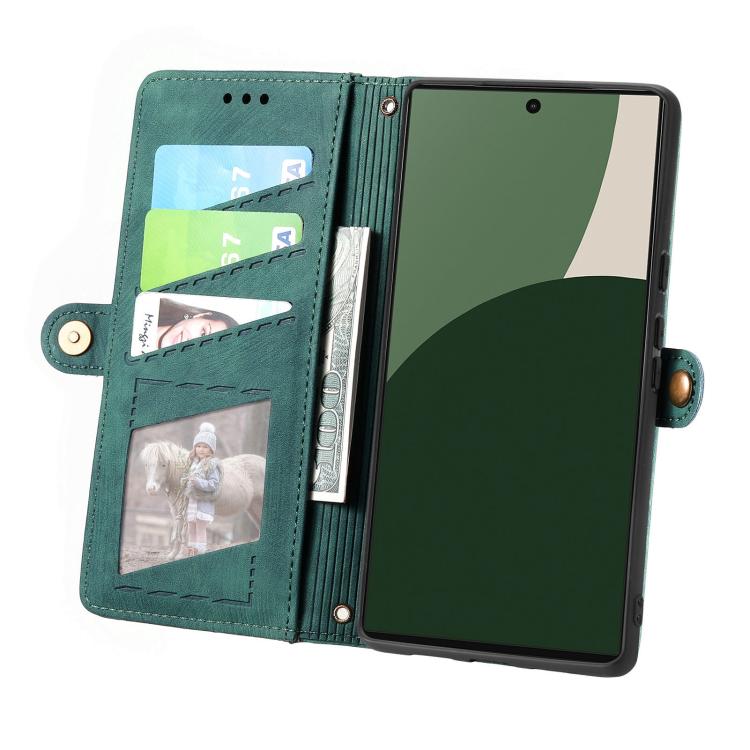 For Fujitsu Arrows We2 Plus / F-51E Geometric Zipper Wallet Side Buckle Leather Phone Case