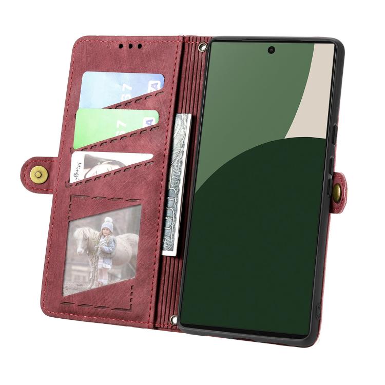 For Fujitsu Arrows We2 Plus / F-51E Geometric Zipper Wallet Side Buckle Leather Phone Case