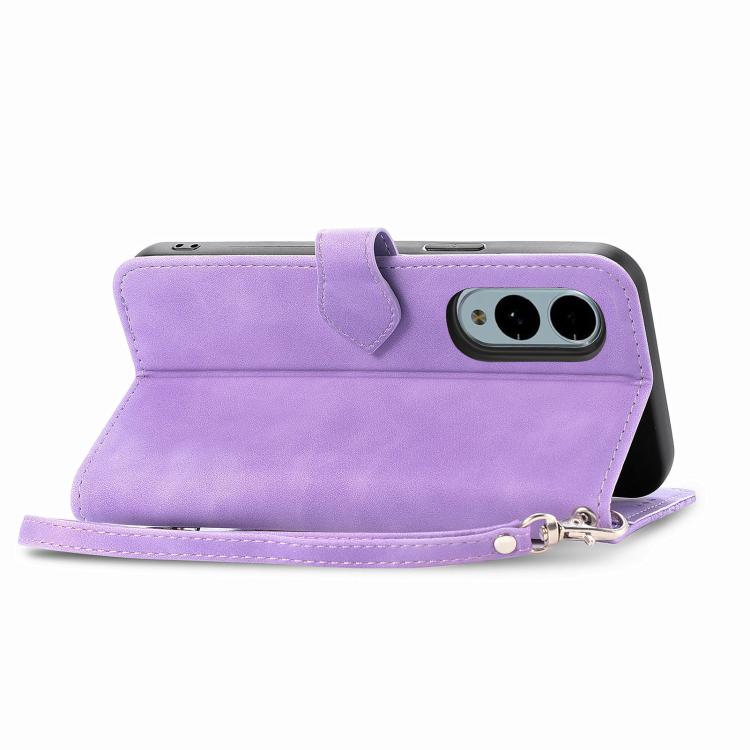 For Fujitsu Arrows We2 Plus / F-51E Embossed Flower Zipper Leather Phone Case