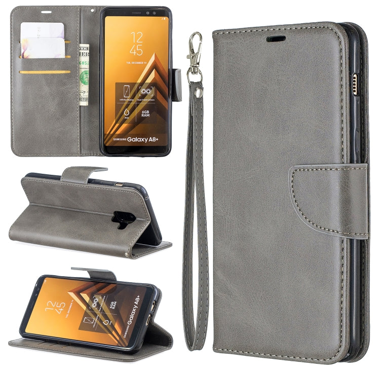 Retro Lambskin Texture Pure Color Horizontal Flip PU Leather Case for Galaxy A8 Plus 2018, with Holder & Card Slots & Wallet & Lanyard