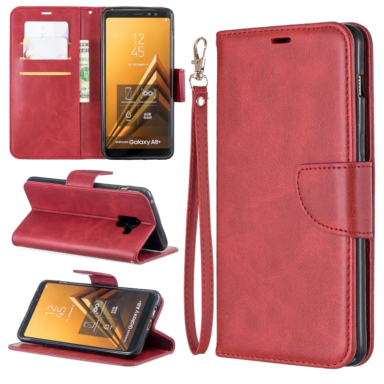 Retro Lambskin Texture Pure Color Horizontal Flip PU Leather Case for Galaxy A8 Plus 2018, with Holder & Card Slots & Wallet & Lanyard