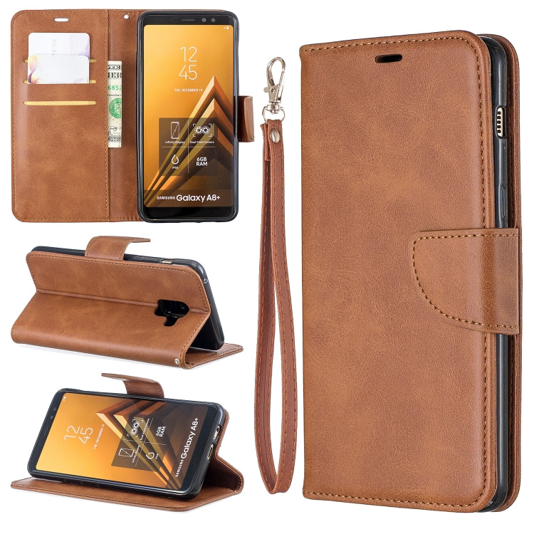 Retro Lambskin Texture Pure Color Horizontal Flip PU Leather Case for Galaxy A8 Plus 2018, with Holder & Card Slots & Wallet & Lanyard