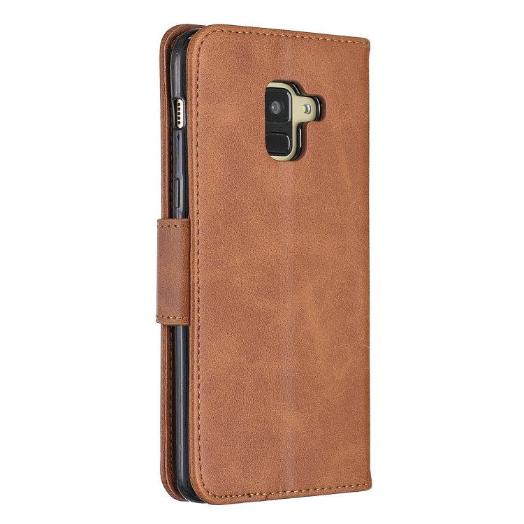 Retro Lambskin Texture Pure Color Horizontal Flip PU Leather Case for Galaxy A8 Plus 2018, with Holder & Card Slots & Wallet & Lanyard