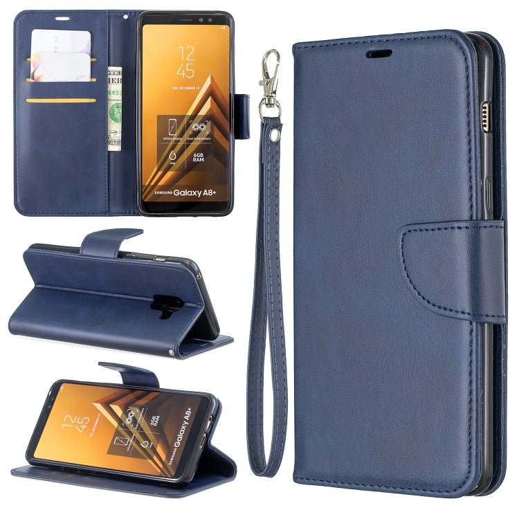 Retro Lambskin Texture Pure Color Horizontal Flip PU Leather Case for Galaxy A8 Plus 2018, with Holder & Card Slots & Wallet & Lanyard