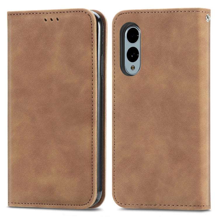 For Fujitsu Arrows We2 / F-52E Retro Skin Feel Magnetic Flip Leather Phone Case