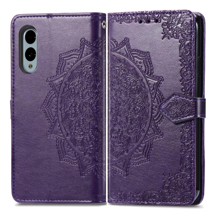 For Fujitsu Arrows We2 / F-52E Mandala Flower Embossed Leather Phone Case