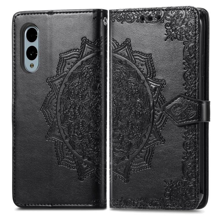 For Fujitsu Arrows We2 / F-52E Mandala Flower Embossed Leather Phone Case