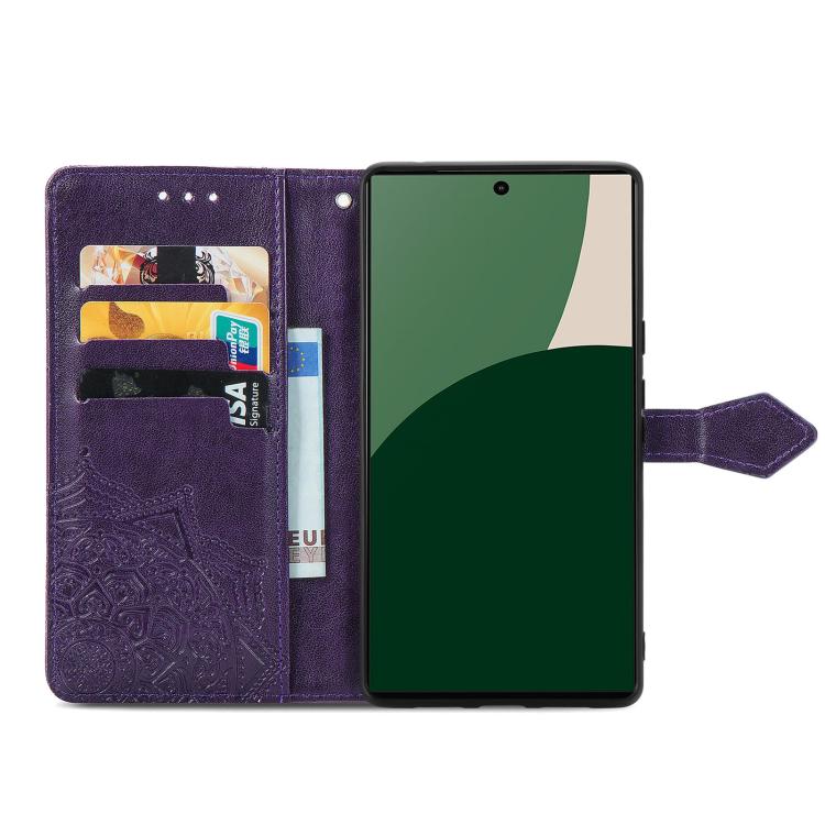 For Fujitsu Arrows We2 Plus / F-51E Mandala Flower Embossed Leather Phone Case