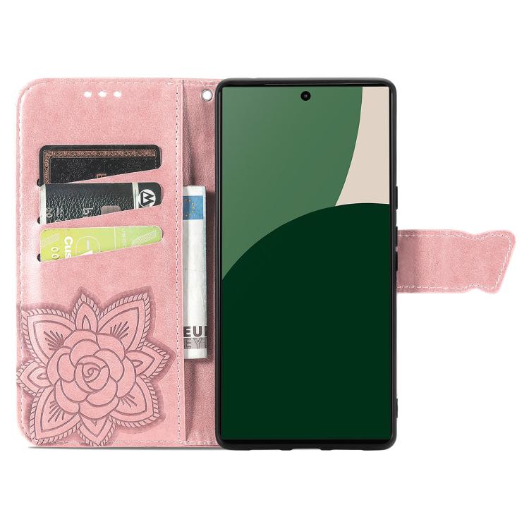 For Fujitsu Arrows We2 / F-52E Butterfly Love Flower Embossed Leather Phone Case