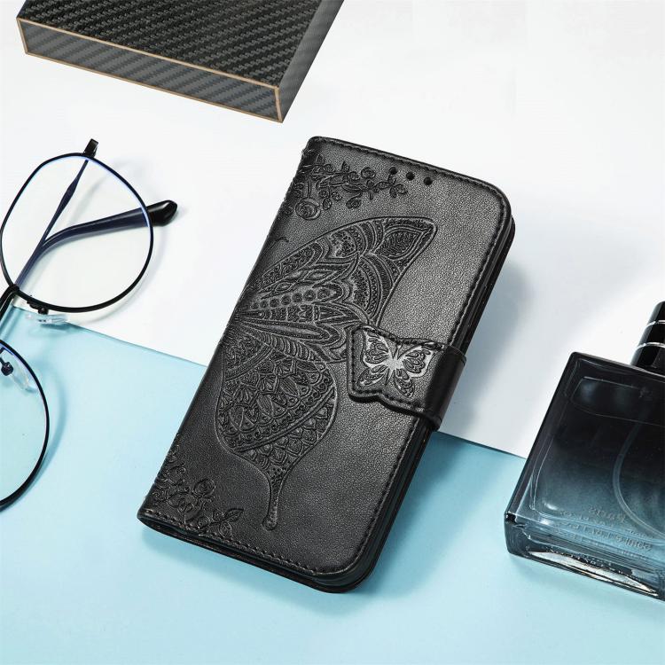For Fujitsu Arrows We2 / F-52E Butterfly Love Flower Embossed Leather Phone Case
