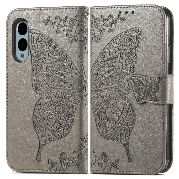For Fujitsu Arrows We2 / F-52E Butterfly Love Flower Embossed Leather Phone Case
