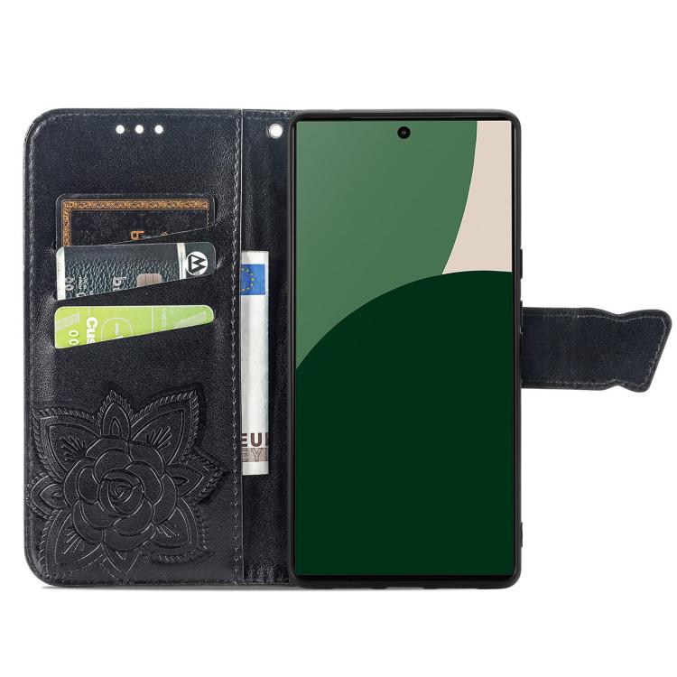 For Fujitsu Arrows We2 Plus / F-51E Butterfly Love Flower Embossed Leather Phone Case