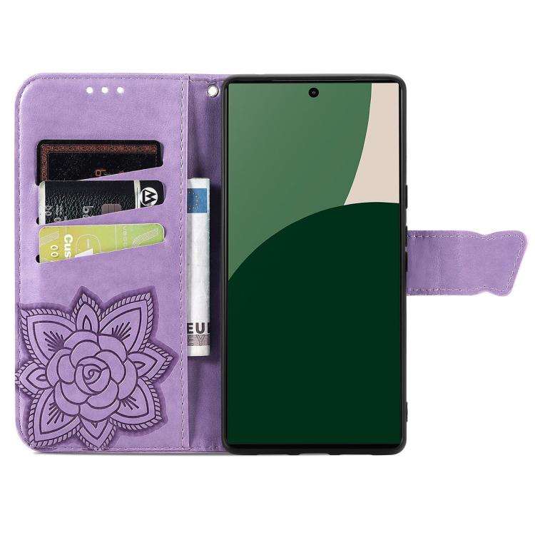 For Fujitsu Arrows We2 Plus / F-51E Butterfly Love Flower Embossed Leather Phone Case