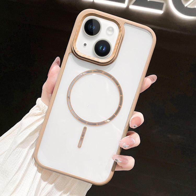 For iPhone 14 Chocolate Transparent MagSafe Shockproof Phone Case