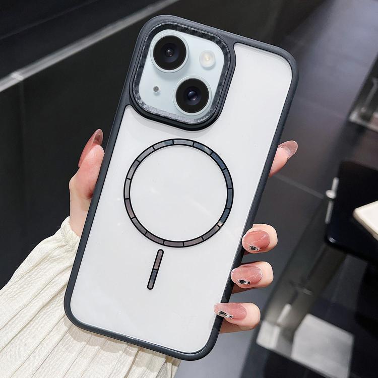 For iPhone 15 Chocolate Transparent MagSafe Shockproof Phone Case