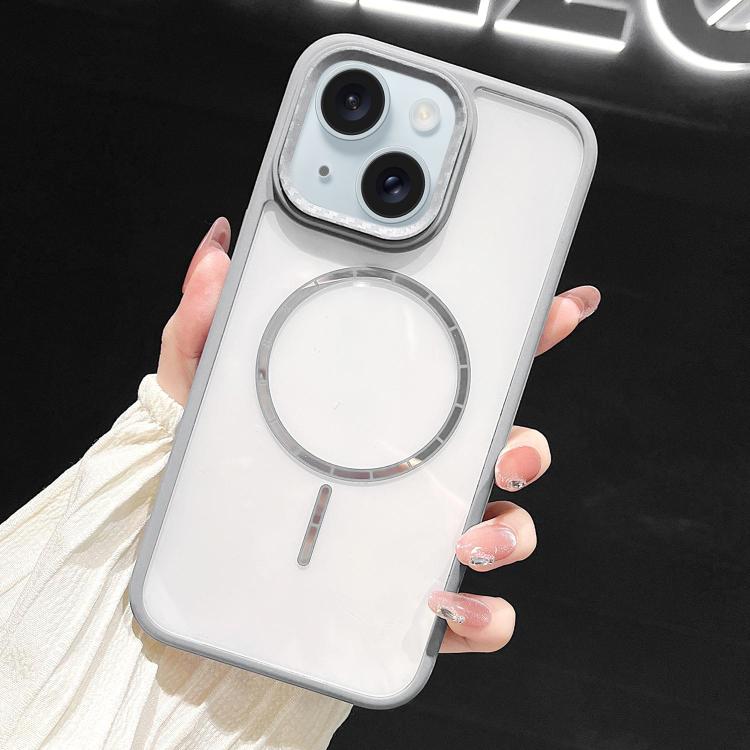 For iPhone 15 Chocolate Transparent MagSafe Shockproof Phone Case