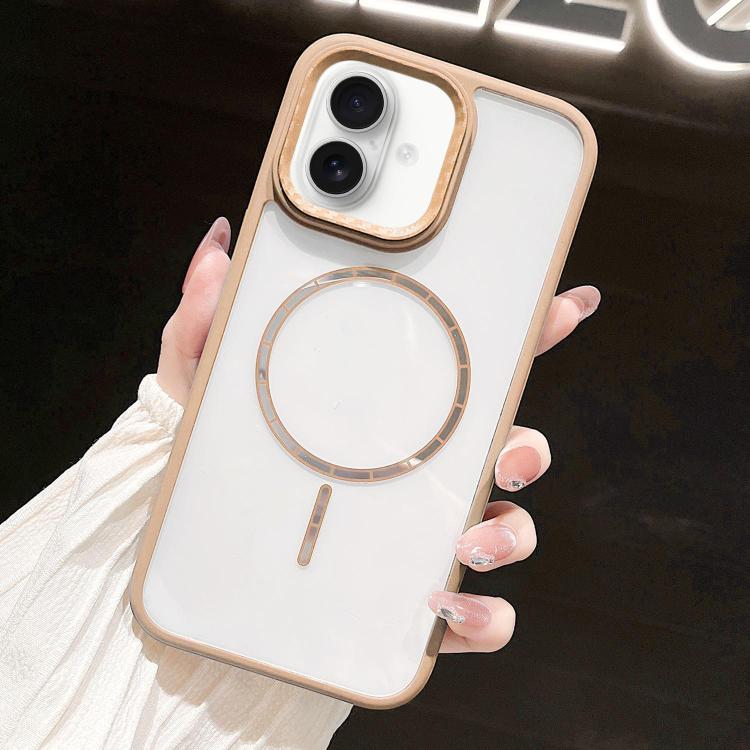 For iPhone 16 Chocolate Transparent MagSafe Shockproof Phone Case