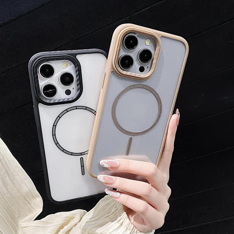 For iPhone 14 Chocolate Transparent MagSafe Shockproof Phone Case