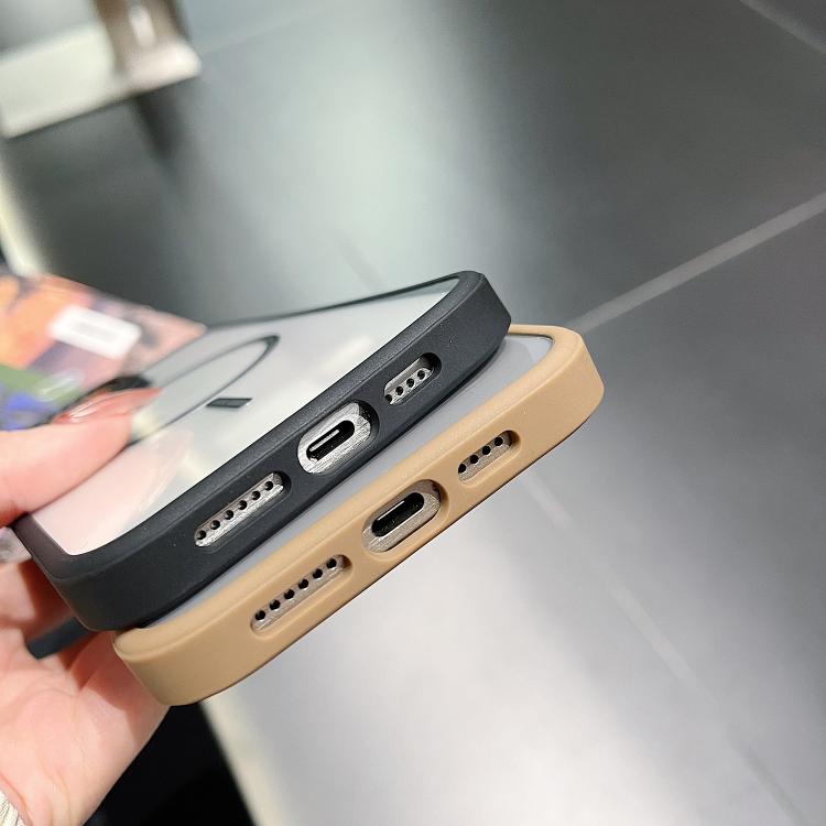 For iPhone 15 Chocolate Transparent MagSafe Shockproof Phone Case