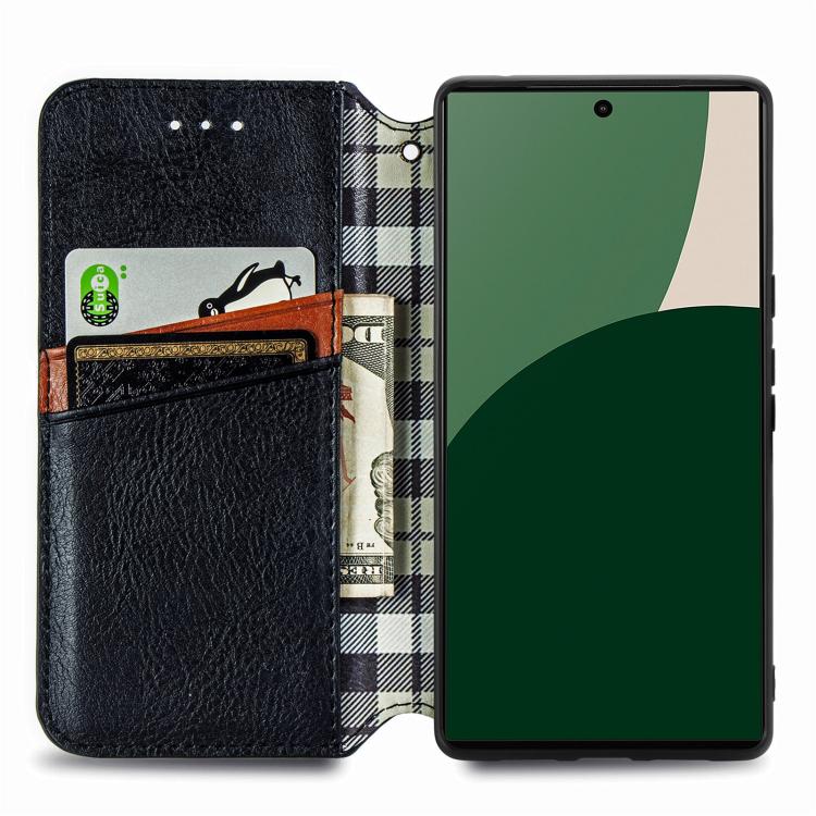 For Fujitsu Arrows We2 / F-52E Cubic Grid Pressed Magnetic Leather Phone Case