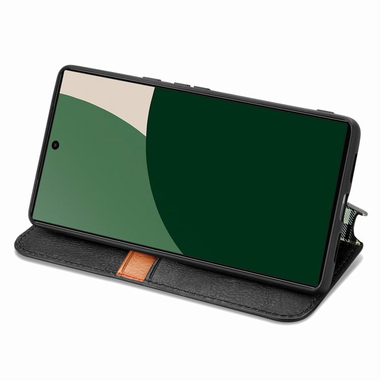 For Fujitsu Arrows We2 / F-52E Cubic Grid Pressed Magnetic Leather Phone Case