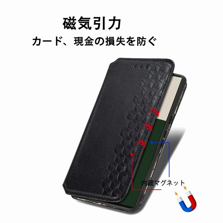 For Fujitsu Arrows We2 / F-52E Cubic Grid Pressed Magnetic Leather Phone Case