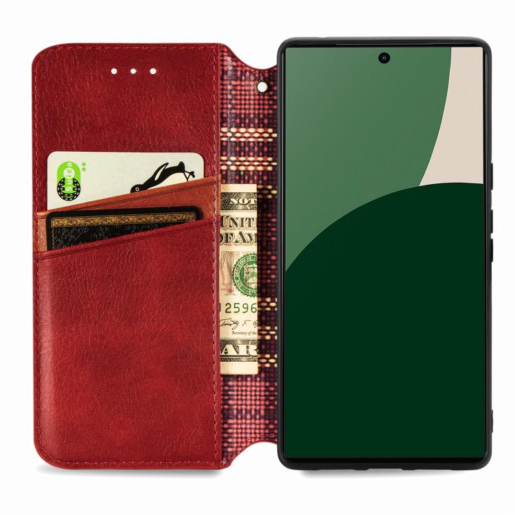For Fujitsu Arrows We2 / F-52E Cubic Grid Pressed Magnetic Leather Phone Case
