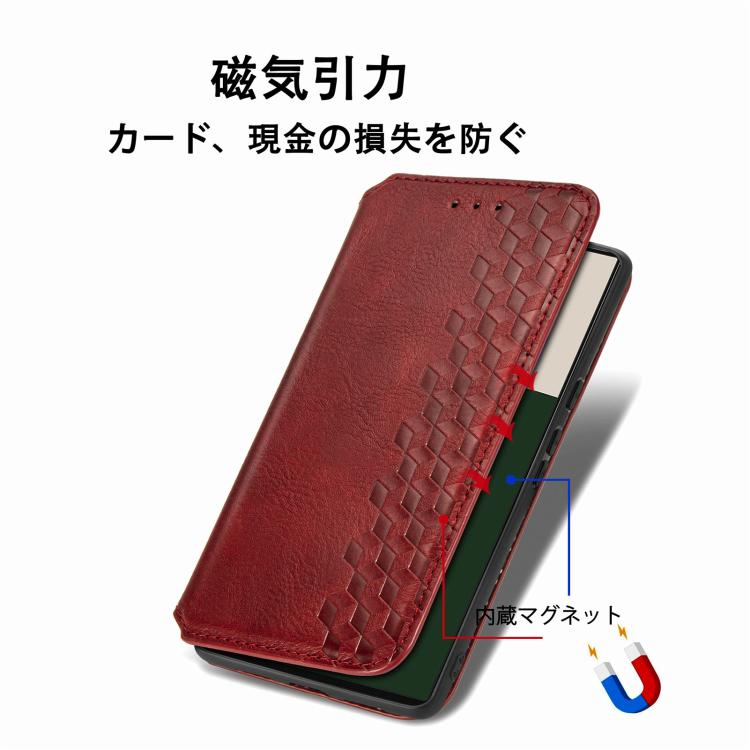 For Fujitsu Arrows We2 / F-52E Cubic Grid Pressed Magnetic Leather Phone Case