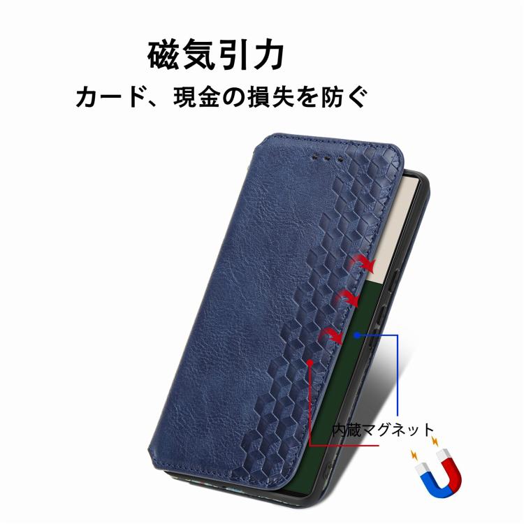 For Fujitsu Arrows We2 Plus / F-51E Cubic Grid Pressed Magnetic Leather Phone Case