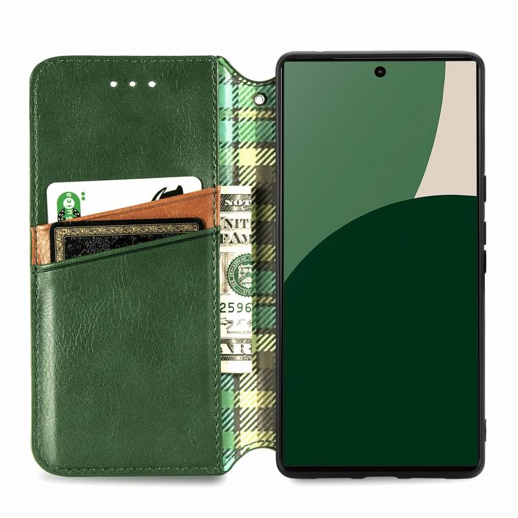 For Fujitsu Arrows We2 Plus / F-51E Cubic Grid Pressed Magnetic Leather Phone Case