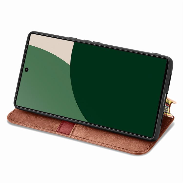 For Fujitsu Arrows We2 Plus / F-51E Cubic Grid Pressed Magnetic Leather Phone Case