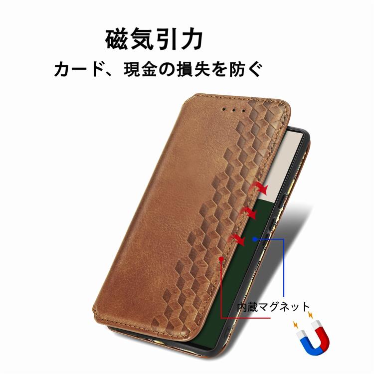 For Fujitsu Arrows We2 Plus / F-51E Cubic Grid Pressed Magnetic Leather Phone Case