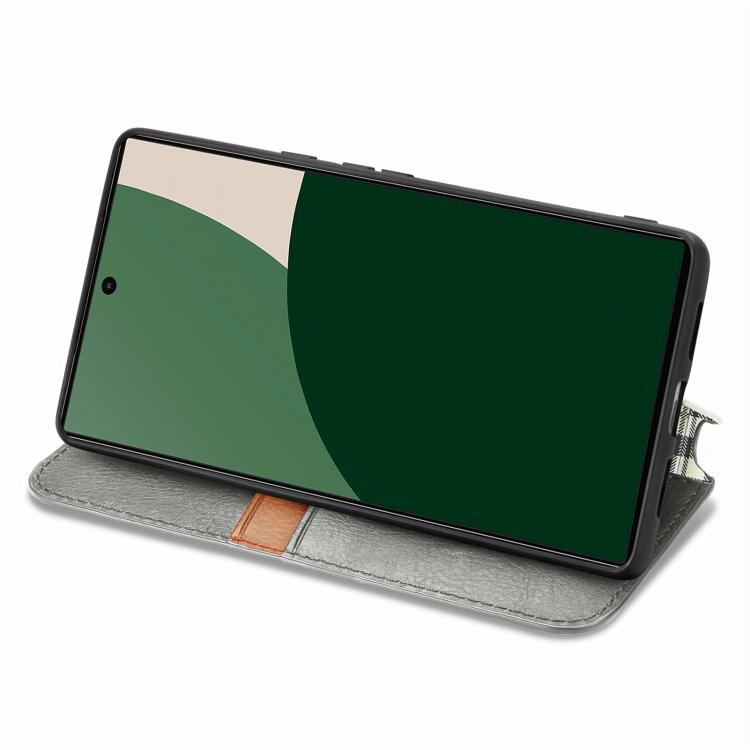 For Fujitsu Arrows We2 Plus / F-51E Cubic Grid Pressed Magnetic Leather Phone Case