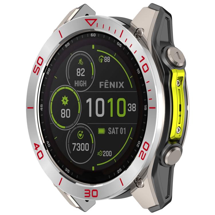 For Garmin Fenix 8 AMOLED 47mm Stainless Steel Metal Watch Protective Ring