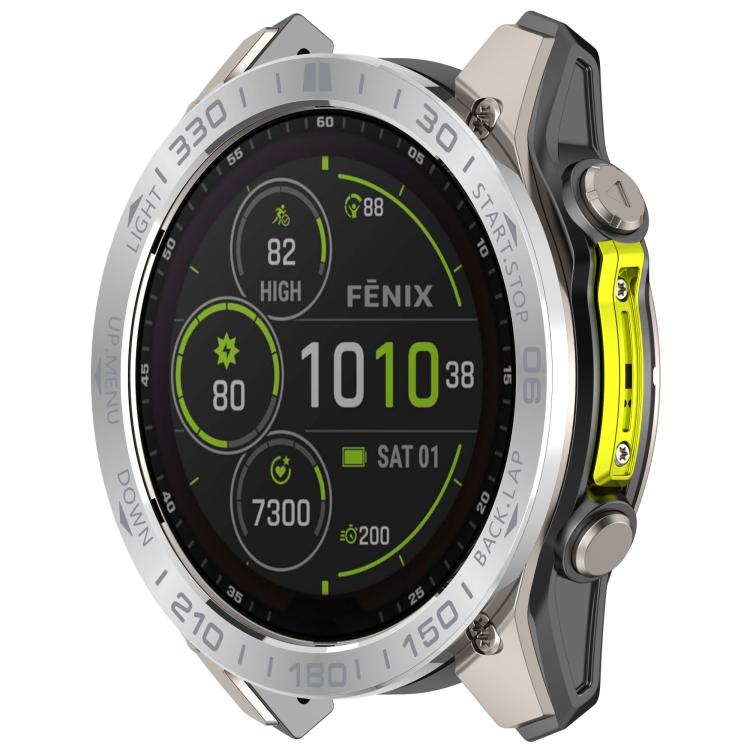 For Garmin Fenix 8 MIP 47mm Stainless Steel Metal Watch Protective Ring