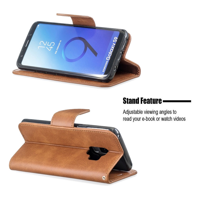 Retro Lambskin Texture Pure Color Horizontal Flip PU Leather Case for Galaxy S9, with Holder & Card Slots & Wallet & Lanyard