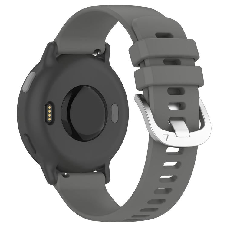 For Garmin Approach S50 20mm Liquid Glossy Silver Buckle Silicone Watch Band