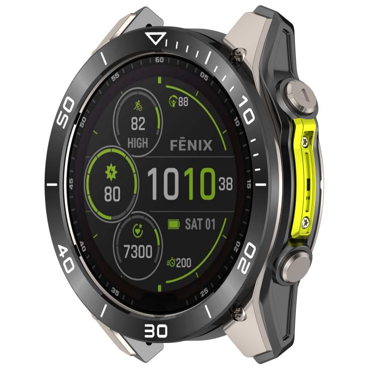 For Garmin Tactix 8 AMOLED 47mm Time Zone Style Stainless Steel Metal Watch Protective Ring