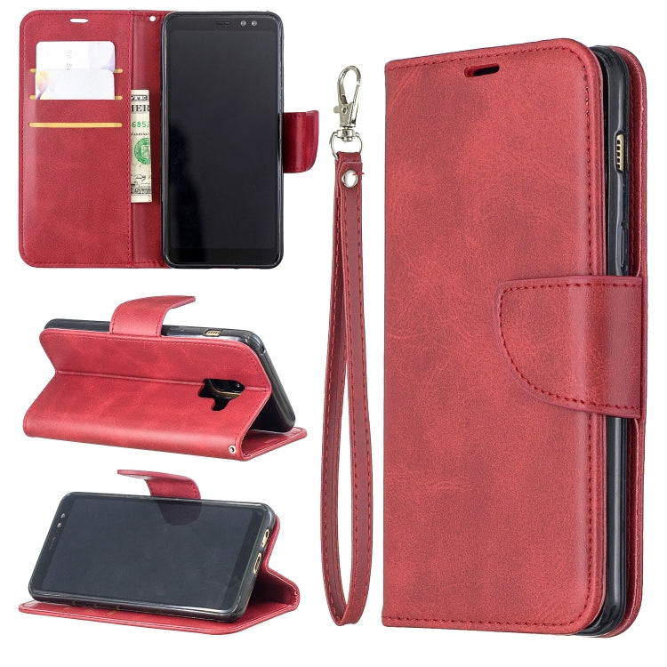 Retro Lambskin Texture Pure Color Horizontal Flip PU Leather Case for Galaxy A8 2018 & A530, with Holder & Card Slots & Wallet & Lanyard