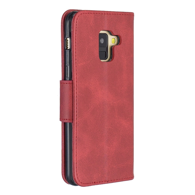 Retro Lambskin Texture Pure Color Horizontal Flip PU Leather Case for Galaxy A8 2018 & A530, with Holder & Card Slots & Wallet & Lanyard