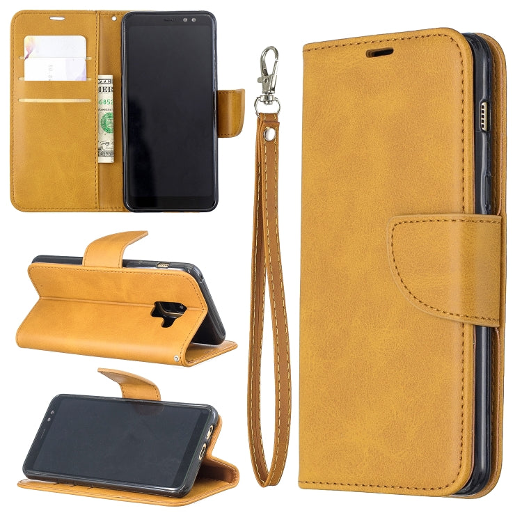 Retro Lambskin Texture Pure Color Horizontal Flip PU Leather Case for Galaxy A8 2018 & A530, with Holder & Card Slots & Wallet & Lanyard