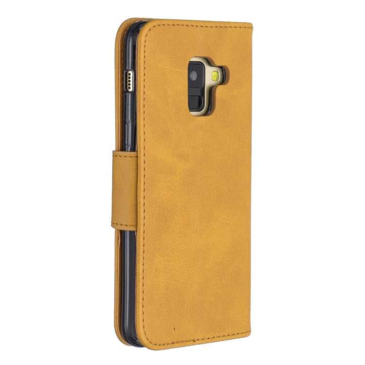 Retro Lambskin Texture Pure Color Horizontal Flip PU Leather Case for Galaxy A8 2018 & A530, with Holder & Card Slots & Wallet & Lanyard