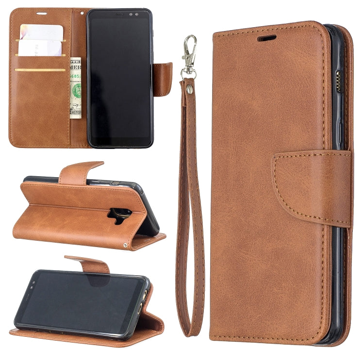 Retro Lambskin Texture Pure Color Horizontal Flip PU Leather Case for Galaxy A8 2018 & A530, with Holder & Card Slots & Wallet & Lanyard