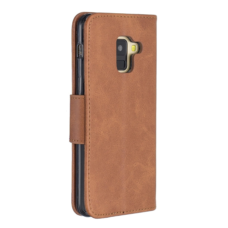 Retro Lambskin Texture Pure Color Horizontal Flip PU Leather Case for Galaxy A8 2018 & A530, with Holder & Card Slots & Wallet & Lanyard