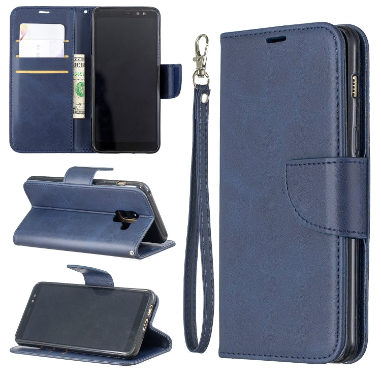 Retro Lambskin Texture Pure Color Horizontal Flip PU Leather Case for Galaxy A8 2018 & A530, with Holder & Card Slots & Wallet & Lanyard