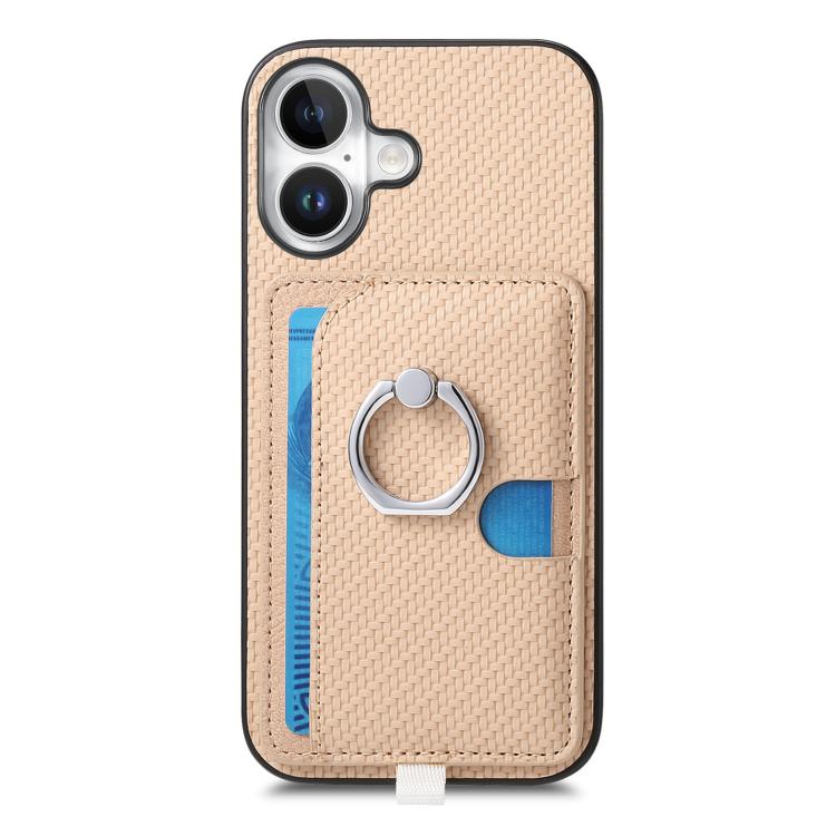 For iPhone 11 Carbon Fiber Ring Side Insert Card Bag MagSafe Phone Case