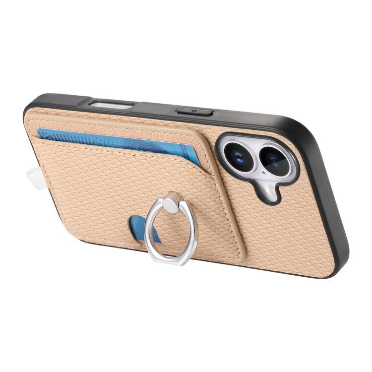 For iPhone 11 Carbon Fiber Ring Side Insert Card Bag MagSafe Phone Case